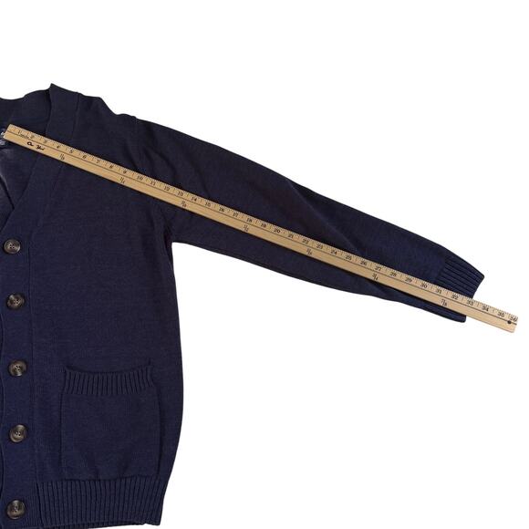 Cardigan Sweater Mens Large Blue Button Front Long Sleeve Grandpa Old Man Grunge - Picture 8 of 8